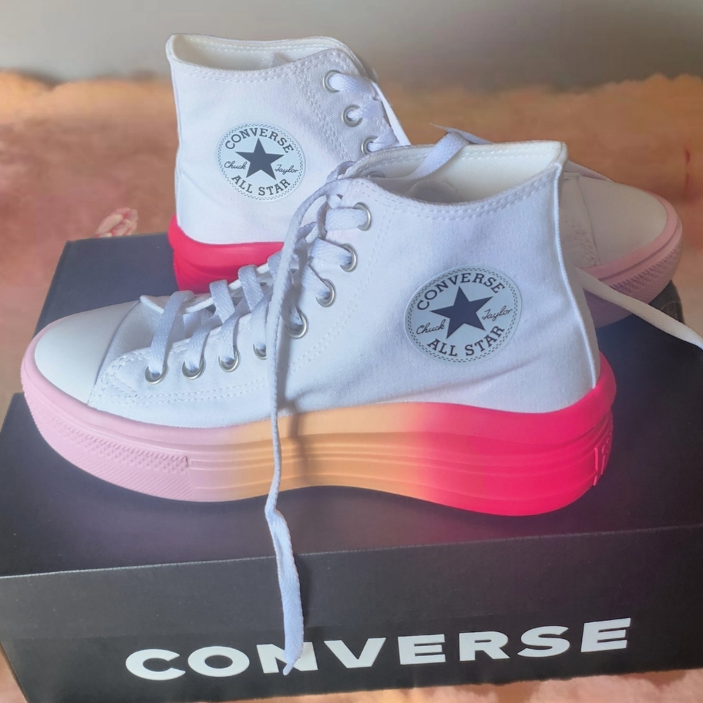 CHUCK TAYLOR ALL STAR MOVE PLATFORM BRIGHT OMBRE HIGH TOP SNEAKERS LIKE NEW - Picture 3 of 6